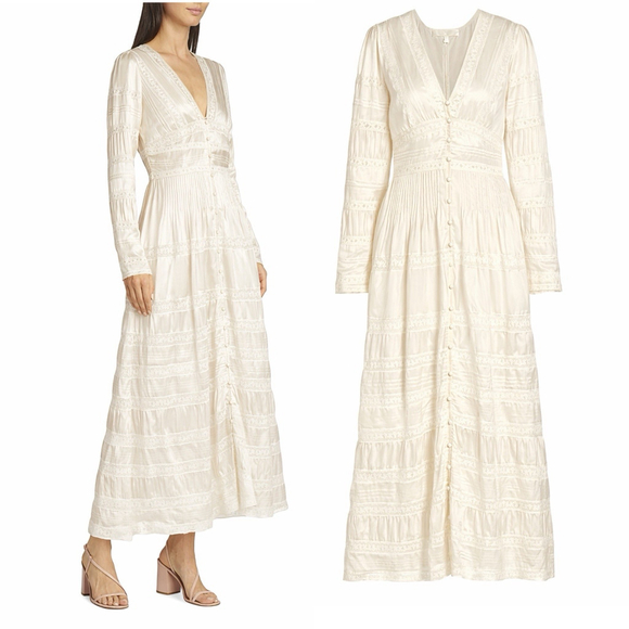 LoveShackFancy Dresses & Skirts - LoveShackFancy Ellitia Maxi Dress Victorian Lace Button Front Ivory NWT Size 4